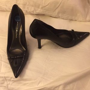 Black, pointy toe heels